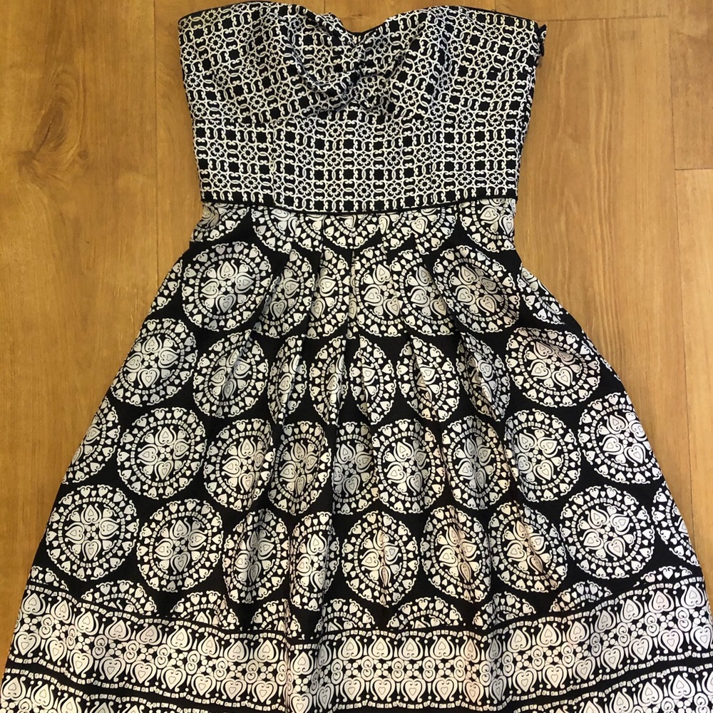 Black and White Printed Silk Dress